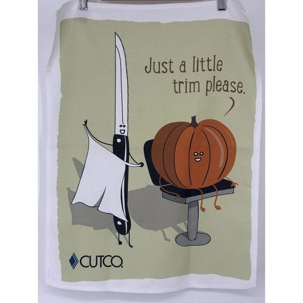 Vintage Cutco Knife Halloween Pumpkin Towel Rare Kitchen Promo Towel Specialties